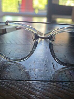 Versace Clear Frame Sunglasses with Gray Lenses